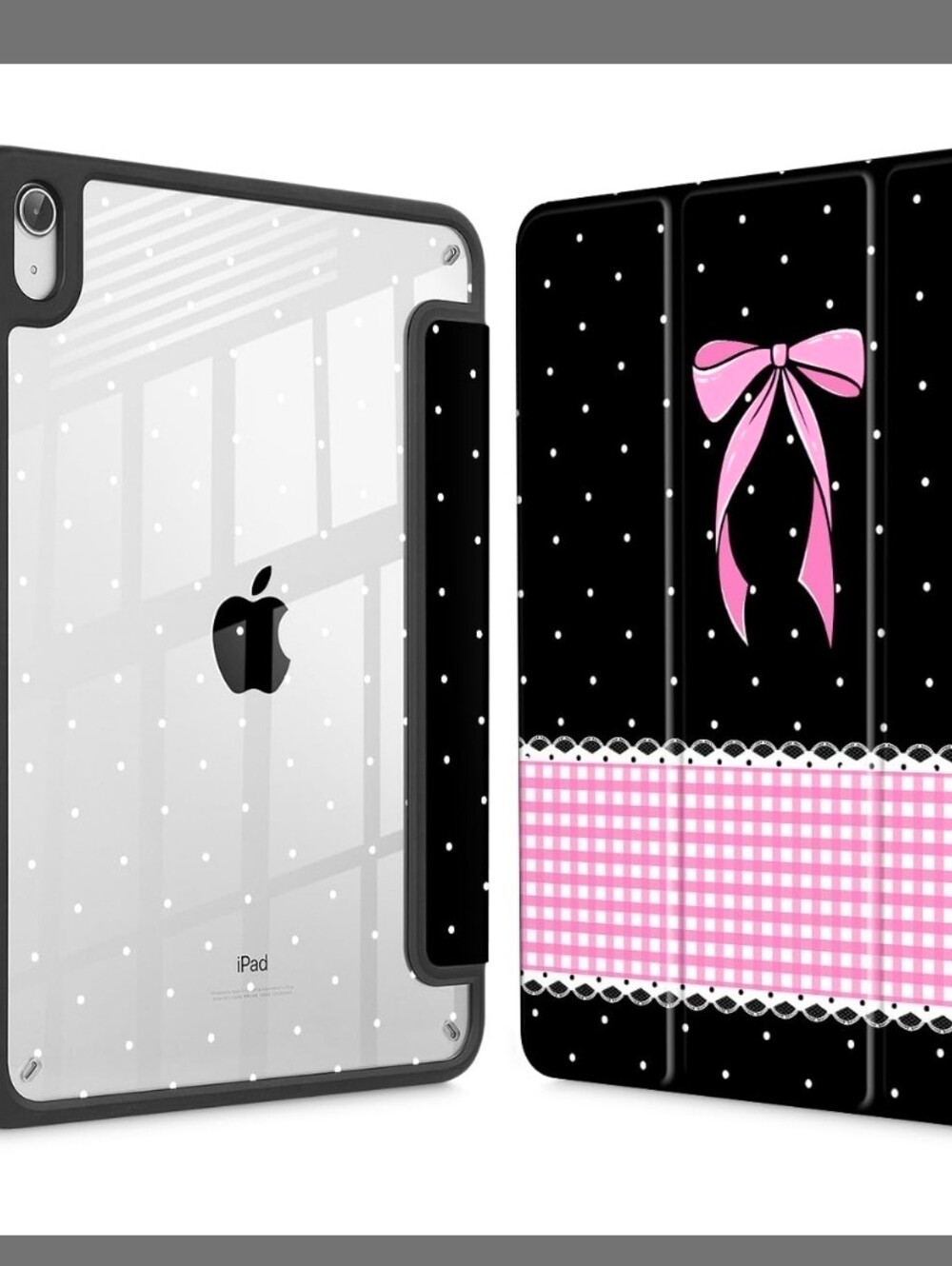 Mektron Case for iPad 10.9" 10th Gen & 11" 2025, Pink Bow-Polka Dot